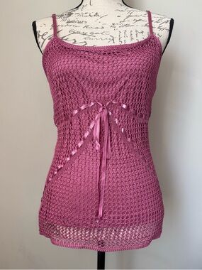 Apt. 9 Rose Pink Crochet Tie-Front Cami